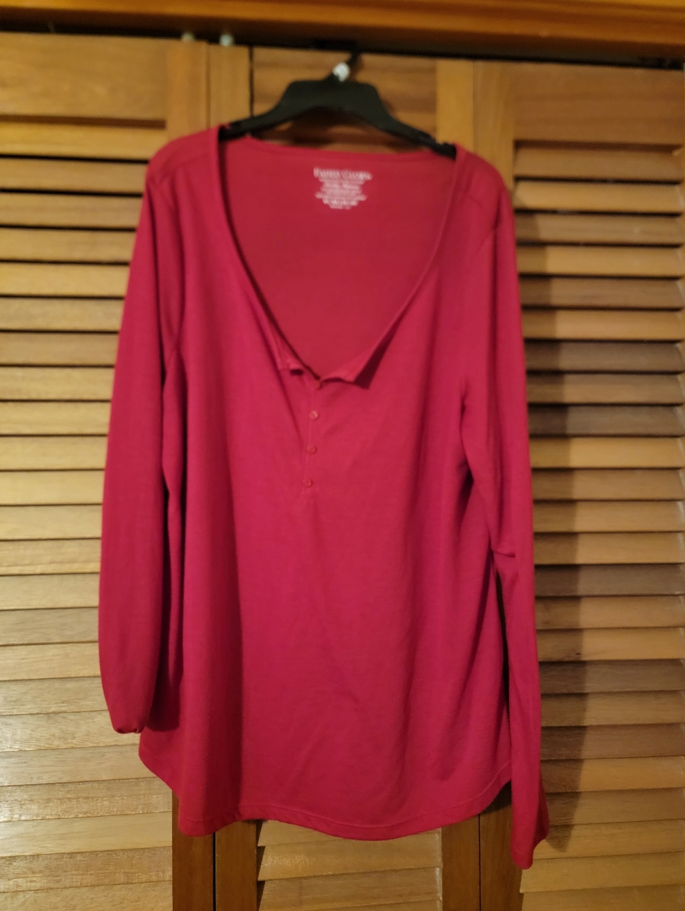 Pierre Cardin Women's Long Sleeve Red Henley Top